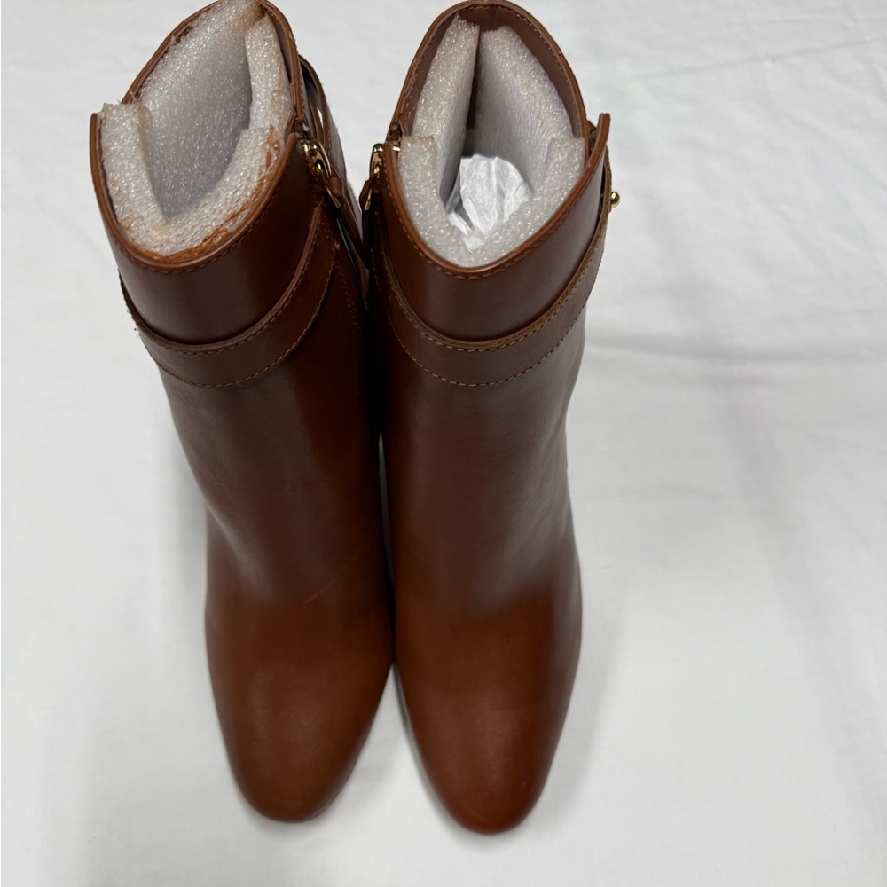 Lauren Ralph Lauren Women Madelyn Tall Heel Ankle Booties Size US 10B Saddle Tan